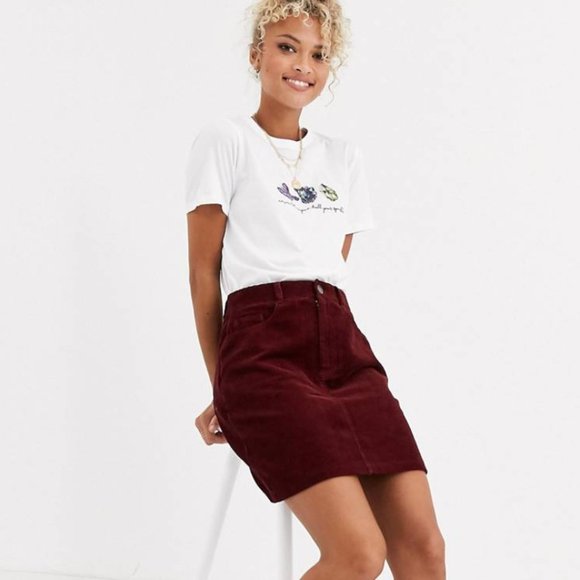 ASOS || WINE RED CORDUROY SKIRT - Picture 5 of 8